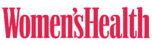 Das Logo des Magazins Womens Health in fetter, rosaroter Schrift auf transparentem Hintergrund.