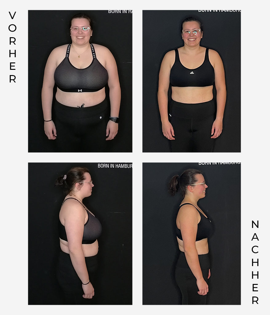Vorher Nachher Vergleich als Referenz aus dem Personal Training bei Athletik Docks in Hamburg - Alisa